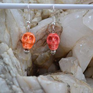 Orange & Red Skull Earrings